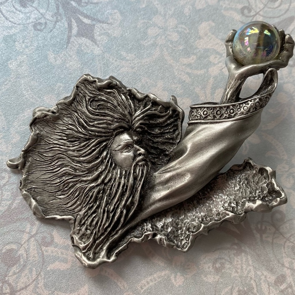 Jonette Jewelry VINTAGE pewter wizard Brooch